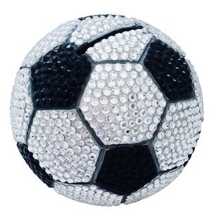 OOAK Swarovski Crystal Soccer Ball Bank Handmade Art Collectible Decor NEW